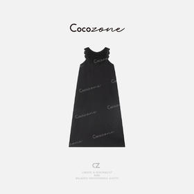COCO ZONE 刘一一【人丝亚麻混纺】法式镂空圆领连衣裙ACD1A0212