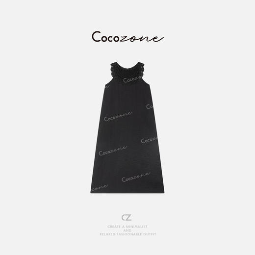 COCO ZONE 刘一一【人丝亚麻混纺】法式镂空圆领连衣裙ACD1A0212 商品图0