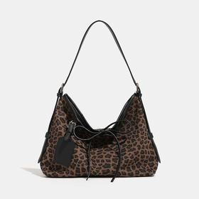 【预售3天】2025新款复古豹纹慵懒风单肩斜挎包大容量通勤时尚百搭托特包YJ5427