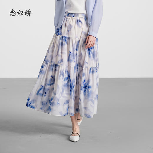 【商场同款】CNS4576 “ 艺术晕染半裙” 速干面料 轻盈塔裙 商品图0