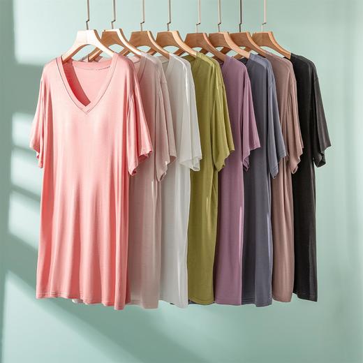 丁摩 莫代尔带胸垫短袖T恤女夏外穿薄款免穿文胸内搭打底衫中长款上衣5ZF-5193 商品图2