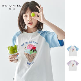 棵初插肩拼色印花短袖860K256065CD