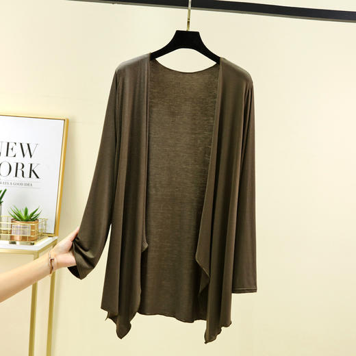 丁摩 莫代尔开衫女夏季新款空调防晒衫中长款长袖不规则披肩薄外套5ZF-2422 商品图8