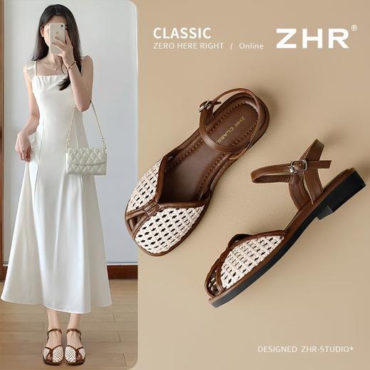 ZHR则则厚底罗马凉鞋2025夏季新款气质百搭编织凉鞋法式复古女鞋 商品图1