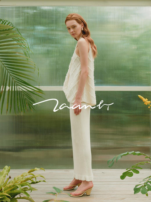 ZAANLI｜ZNSS25013 蝴蝶纱菱格交叉挂脖针织背心 [ 白 ] 商品图9