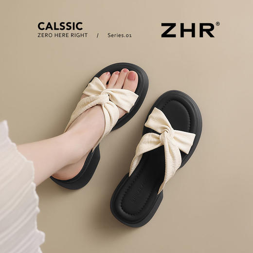 ZHR厚底拖鞋女2025新款夏季时尚ins一字拖外穿休闲百搭沙滩拖鞋女 商品图5