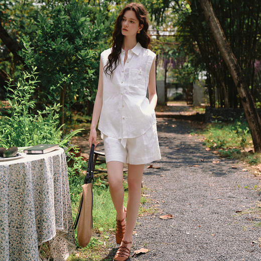 OLrain欧芮儿白色衬衫短裤通勤套装女夏季2025新款百搭时尚两件套 商品图3