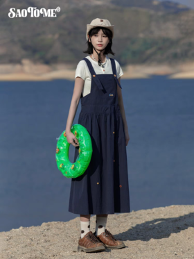 早乙女惠子saotome/STMQZ251051/工装水洗背带裙