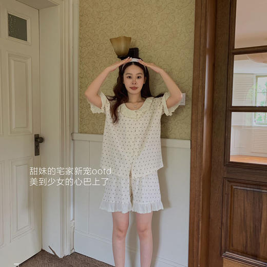 【呼吸气泡棉】2025夏季新款睡蕾丝碎花衣休闲家居服短袖短裤两件套装 商品图6