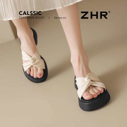 ZHR厚底拖鞋女2025新款夏季时尚ins一字拖外穿休闲百搭沙滩拖鞋女 商品图7