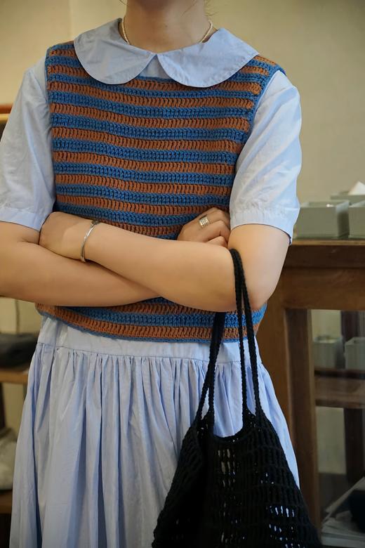 NITTO 手工钩编的粗花呢背心（双色） 商品图1