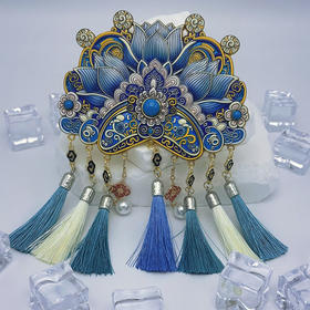 北魏蓝莲花头冠凤冠金属冰箱贴 可拆卸一对耳环 山西大同文创