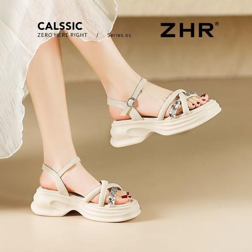 ZHR则则时髦钻石厚底凉鞋女鞋2025夏季新款5.5cm增高透气舒适凉鞋 商品图2