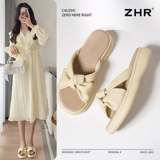 ZHR则则简约蝴蝶结厚底拖鞋女2025夏季新款时尚舒适透气防滑鞋子 商品图0