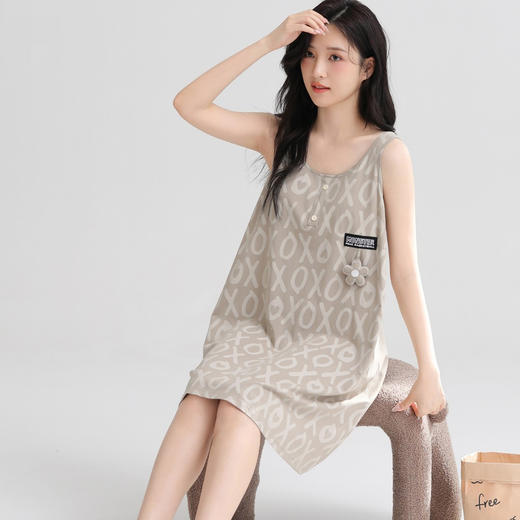女士夏季针织吊带连衣裙家居裙室内外穿居家服睡裙【A51633】 商品图3