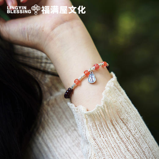 【灵隠景区直发】石榴石女款手串925银定制配件精致朱砂玛瑙多圈单圈手链   3-5天发货 商品图4