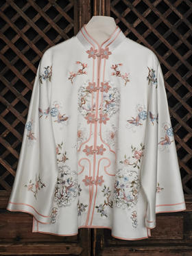 盛唐牡丹大师系列| 重工盘银喜鹊蝴蝶平针绣外套