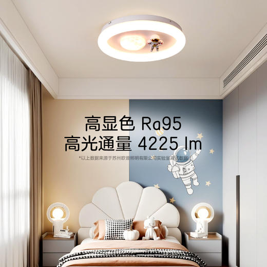 欧普（OPPLE）太空人卧室奶油风卡通圆形儿童房吸顶灯 商品图2