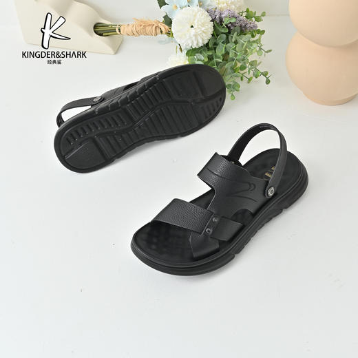 经典鲨2025年夏季新品男士平底露趾两穿凉鞋拖鞋KW262-526011 商品图4