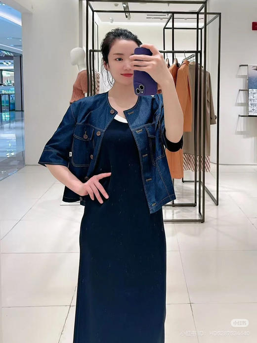 520-1 独家圆正 春夏薄款 斜纹棉弹牛仔布 中袖外套 半身裙 我穿38 商品图6