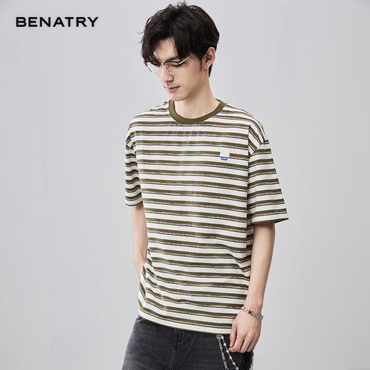 贝纳川夏季圆领条纹短袖T恤ECF214109 商品图6
