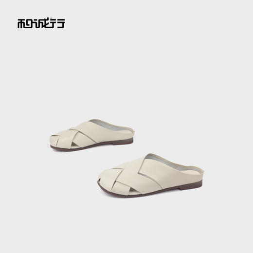 和诚行 2025夏季新款时尚百搭包头半拖鞋女罗马编织穆勒鞋1930100 商品图2