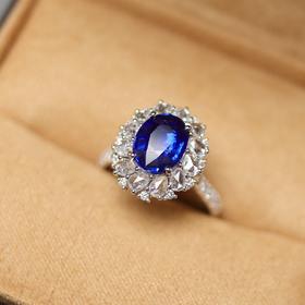 2.05ct刻面蓝宝石戒指吊坠