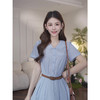 鹿向南「条纹诗语」法式翻领蓝色连衣裙女夏季收腰条纹衬衫长裙子 商品缩略图2