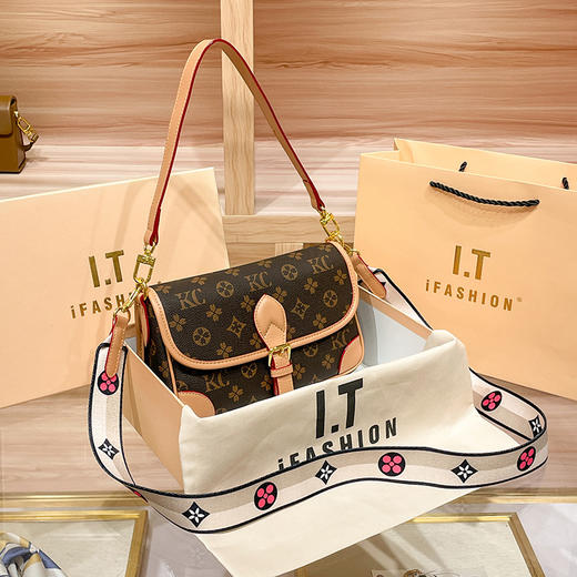 丁摩 腋下包女新款复古百搭老花高级感女士单肩斜挎小包5ZF-5191 商品图1