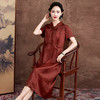 KQ-621627红莨香云纱连衣裙女2025夏季新中式桑蚕丝复古真丝裙子 商品缩略图1