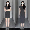 丁摩 连衣裙女修身收腰显瘦夏季单侧抽绳短款棉质休闲包臀裙5ZF-GJG 商品缩略图0