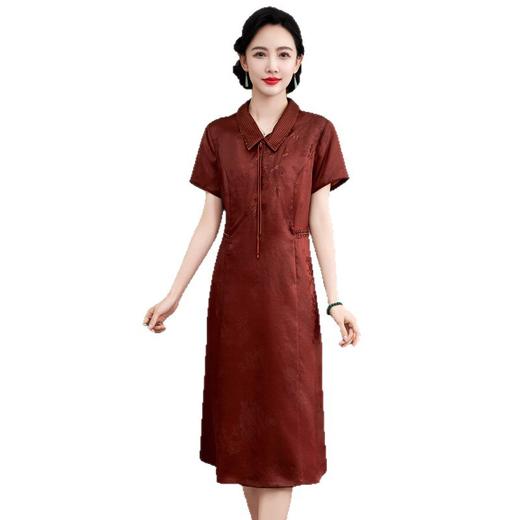 KQ-621627红莨香云纱连衣裙女2025夏季新中式桑蚕丝复古真丝裙子 商品图4