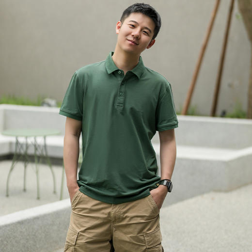 IGUANA 凉感系列 男士polo衫黑科技5A级物理抗菌 新疆长绒棉 夏季莫代尔速干冰感上衣商务休闲百搭翻领短袖T恤IGJP8812 商品图3