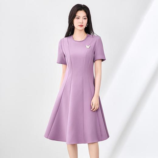 「高货wl」全新升级【铂金会员358/天猫479/差价121】(10113)洛诗琳优雅通勤钉珠连衣裙2025气质修身显瘦收腰大摆裙子 商品图1