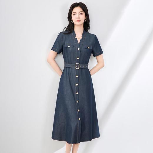 「高货wl」全新升级【铂金会员358/天猫479/差价121】(13551)洛诗琳简约摩登衬衫连衣裙2025夏季新款收腰显瘦牛仔裙 商品图0