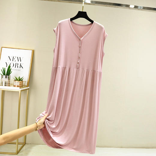 丁摩 莫代尔连衣裙女夏季新款大码宽松长裙薄款过膝无袖打底裙5ZF-0009 商品图7