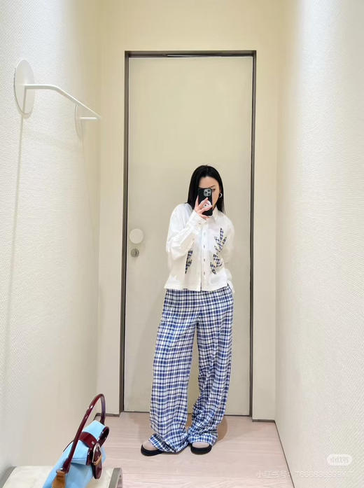 夏日时髦蓝格纹神裤 商品图2