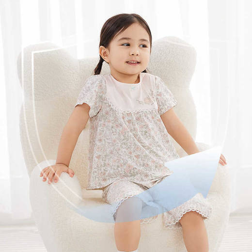英氏儿童套装夏季男童短袖居家套装2025新款女童夏装YZJCJ2Q001A 商品图2