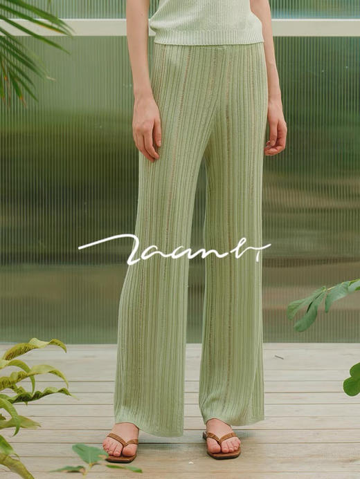 ZAANLI｜ZNSS25029 汉麻天丝肌理针织长裤 [ 棕 / 绿 ] 商品图4