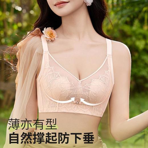【2025新款兔耳超薄内衣】女夏季薄款聚拢透气超薄不空杯大胸显小蕾丝文胸罩 商品图1
