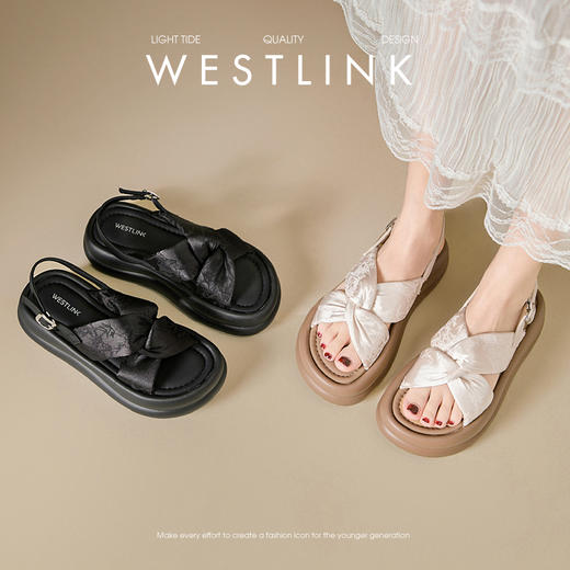 西遇新中式凉鞋女夏季外穿新款软底厚底鞋配裙子缎面国风女鞋V1256830 商品图0