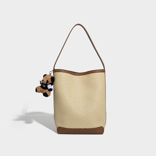 【预售3天】韩系草编包女2025新款时尚洋气撞色编织水桶包百搭斜挎包ASL-7272-6 商品图0