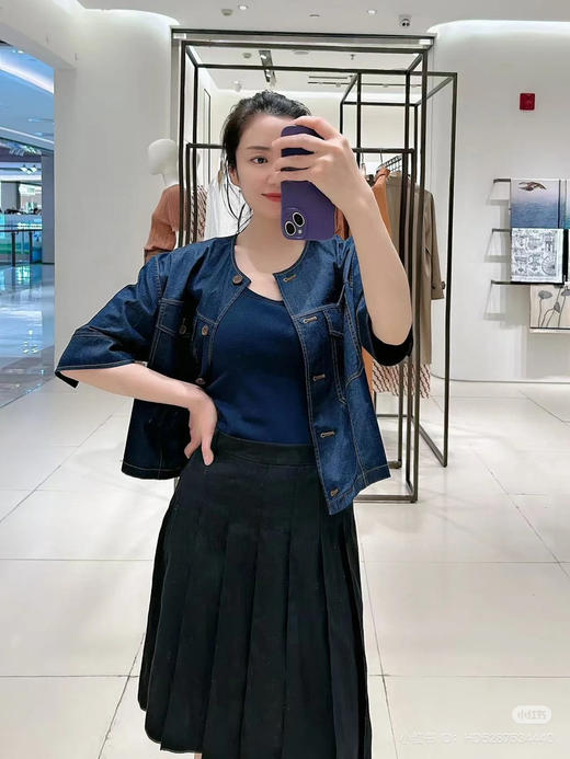 520-1 独家圆正 春夏薄款 斜纹棉弹牛仔布 中袖外套 半身裙 我穿38 商品图7