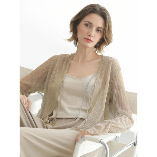 COCOBELLA银葱亮丝镂空针织衫女优雅浪漫遮阳小开衫LC606-3 商品图2