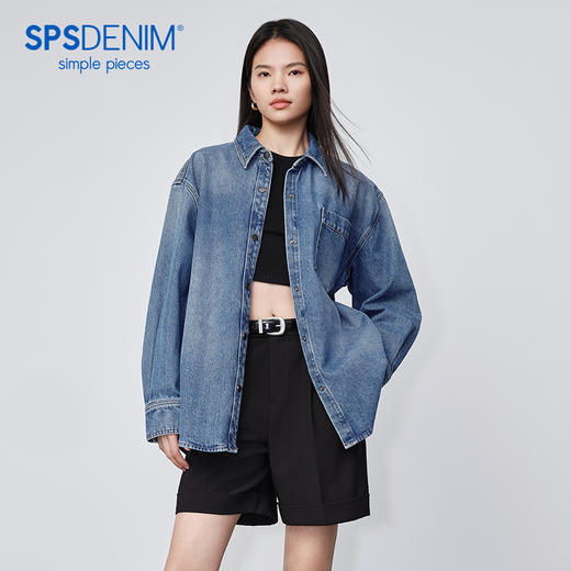 simplepieces春秋新品SPS衬衫女衬衫式牛仔夹克 商品图0