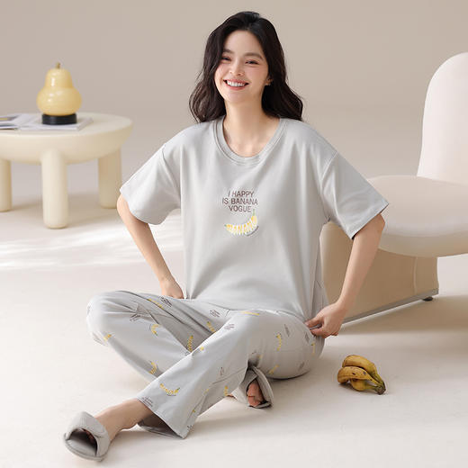 I’d爱帝女士精梳棉短袖长裤家居服套装 商品图3