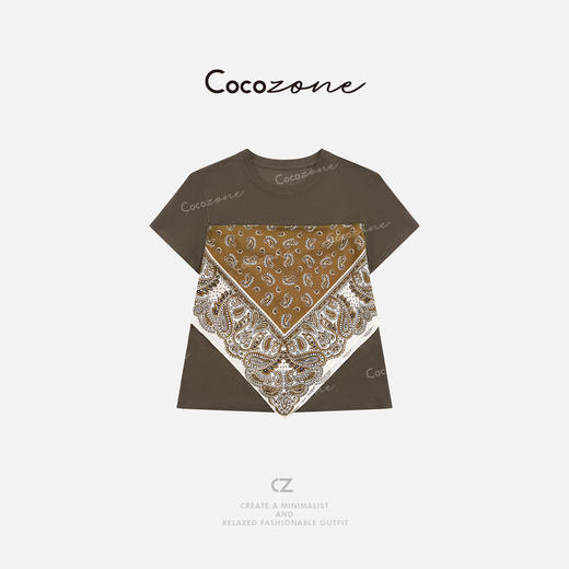 COCO ZONE 刘一一  【天丝羊毛混纺】圆领复古印花T恤CD2A1151 商品图2