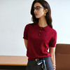 OLrain欧芮儿红色POLO领简约通勤毛针织套头衫女夏季2025新款T恤 商品缩略图0