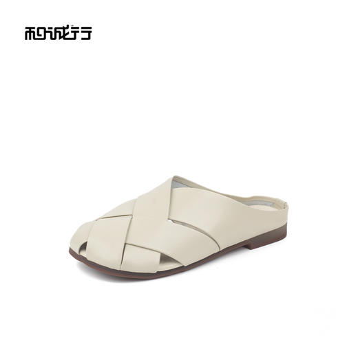 和诚行 2025夏季新款时尚百搭包头半拖鞋女罗马编织穆勒鞋1930100 商品图1