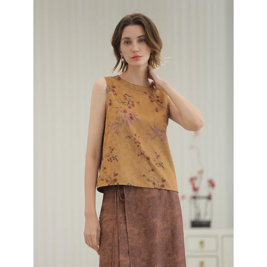 COCOBELLA[双面穿]仿香云纱新中式无袖衬衫夏国风上衣VT3020 商品图2